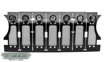 T-REX Grilles - 2018-2023 Jeep Gladiator, JL Torch Grille, Black, 1 Pc, Insert, Chrome Studs, Incl. (7) 2 LED Round Lights, without Forward Facing Camera - Part # 6314931 - Image 8