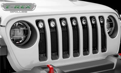 T-REX Grilles - Jeep Gladiator, JL Stealth Torch Grille, Black, 1 Pc, Insert, Black Studs, Incl. (7) 2" LED Round Lights, without Forward Facing Camera - Part # 6314931-BR - Image 6