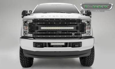 T-REX Grilles - 2017-2019 Super Duty Torch Grille, Black, 1 Pc, Replacement, Chrome Studs with (1) 30 LED, Fits Vehicles with Camera - Part # 6315371 - Image 2
