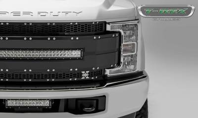 T-REX Grilles - 2017-2019 Super Duty Torch AL Grille, Black Mesh and Trim, 1 Pc, Replacement, Chrome Studs with (1) 30" LED, Does Not Fit Vehicles with Camera - Part # 6315481 - Image 4