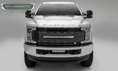 T-REX Grilles - 2017-2019 Super Duty Torch AL Grille, Black Mesh and Trim, 1 Pc, Replacement, Chrome Studs with (1) 30" LED, Does Not Fit Vehicles with Camera - Part # 6315481 - Image 5
