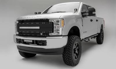 T-REX Grilles - 2017-2019 Super Duty Torch AL Grille, Black Mesh and Trim, 1 Pc, Replacement, Chrome Studs with (1) 30" LED, Fits Vehicles with Camera - PN #6315491 - Image 2