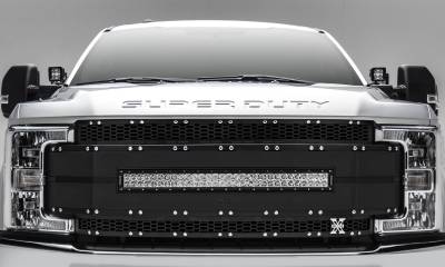 T-REX Grilles - 2017-2019 Super Duty Torch AL Grille, Black Mesh and Trim, 1 Pc, Replacement, Chrome Studs with (1) 30" LED, Fits Vehicles with Camera - PN #6315491 - Image 3