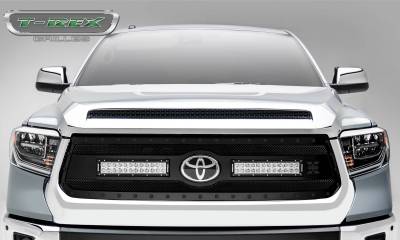 T-REX Grilles - 2018-2021 Tundra Stealth Torch Grille, Black, 1 Pc, Replacement, Black Studs with (2) 12" LEDs, Does Not Fit Vehicles with Camera - Part # 6319661-BR - Image 1
