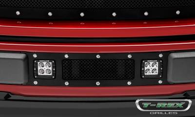 T-REX Grilles - 2018-2020 F-150 Limited, Lariat Torch Bumper Grille, Black, 1 Pc, Replacement, Chrome Studs with (2) 3 Inch LED Cube Lights - Part # 6325791 - Image 4