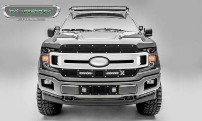 T-REX Grilles - 2018-2020 F-150 Limited, Lariat Torch Bumper Grille, Black, 1 Pc, Replacement, Chrome Studs with (2) 3 Inch LED Cube Lights - Part # 6325791 - Image 6