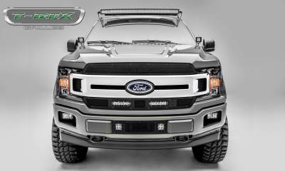 T-REX Grilles - 2018-2020 F-150 Limited, Lariat Stealth Torch Bumper Grille, Black, 1 Pc, Replacement, Black Studs with (2) 3 Inch LED Cube Lights - Part # 6325791-BR - Image 4