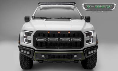 T-REX Grilles - 2017-2021 F-150 Raptor SVT Revolver Bumper Grille, Black, 1 Pc, Replacement with (2) 3 Inch LED Cube Lights - Part # 6525661 - Image 5
