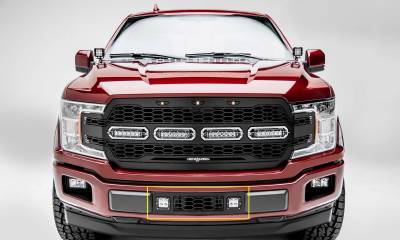 T-REX Grilles - 2018-2020 F-150 Limited, Lariat Revolver Bumper Grille, Black, 1 Pc, Overlay with (2) 3 Inch LED Cube Lights - PN #6525751 - Image 1