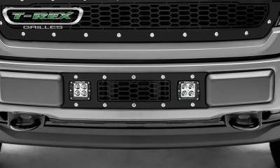 T-REX Grilles - 2018-2020 F-150 Limited, Lariat Laser Torch Bumper Grille, Black, 1 Pc, Overlay, Chrome Studs with (2) 3 Inch LED Cube Lights - Part # 7325711 - Image 3