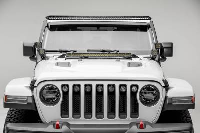 ZROADZ OFF ROAD PRODUCTS - 2018-2024 Jeep JL/2019-2024 Gladiator Front Roof LED Kit with (1) 50 Inch LED Straight Single Row Slim Light Bar and (4) 3 Inch LED Pod Lights - PN #Z374831-KIT4S - Image 2