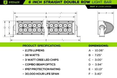 ZROADZ OFF ROAD PRODUCTS - Silverado, Sierra 1500 Rear Bumper LED Kit  Incl. (2) 6 Inch LED Straight Double Row Light Bars - PN #Z382082-KIT - Image 3