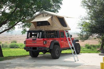 ZROADZ OFF ROAD PRODUCTS - 2019-2024 Jeep Gladiator Access Overland Rack With Three Lifting Side Gates, For use on Factory Trail Rail Cargo Systems - PN #Z834211 - Image 24