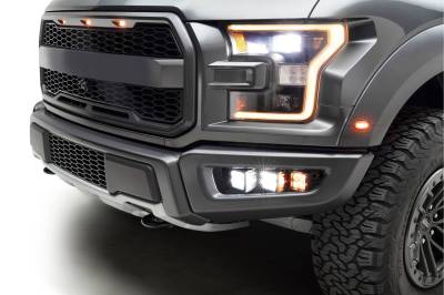 2017-2020 Ford F-150 Raptor Front Bumper OEM Fog Amber LED Kit with (2) 3 Inch Amber LED Pod Lights and (4) 3 Inch White LED Pod Lights- PN #Z325672-KIT - Image 1