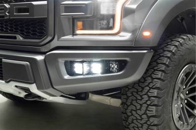 2017-2020 Ford F-150 Raptor Front Bumper OEM Fog Amber LED Kit with (2) 3 Inch Amber LED Pod Lights and (4) 3 Inch White LED Pod Lights- PN #Z325672-KIT - Image 3