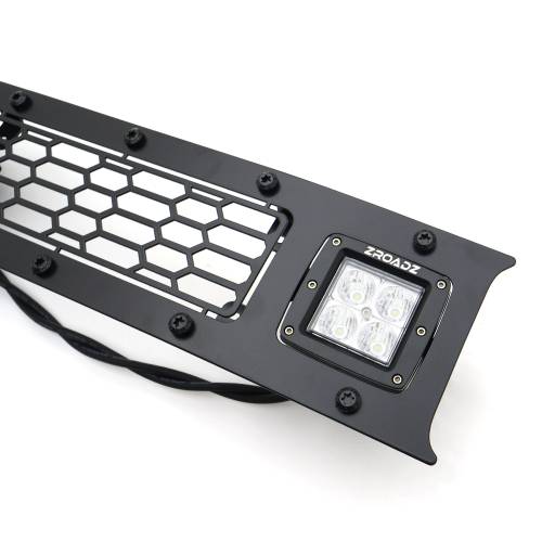 T-REX Grilles - 2018-2020 F-150 Limited, Lariat Stealth Laser Torch Bumper Grille, Black, 1 Pc, Overlay, Black Studs with (2) 3 Inch LED Cube Lights - Part # 7325711-BR - Image 5