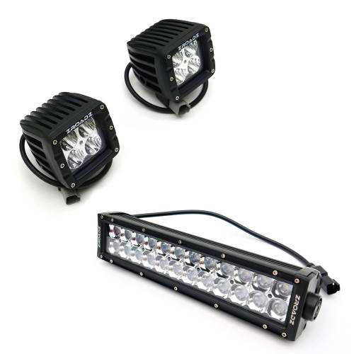 T-REX Grilles - 2009-2012 F-150 Laser Torch Grille, Black, 1 Pc, Insert, Chrome Studs with (2) 3" LED Cubes and (1) 12" LEDs - Part # 7315681 - Image 2