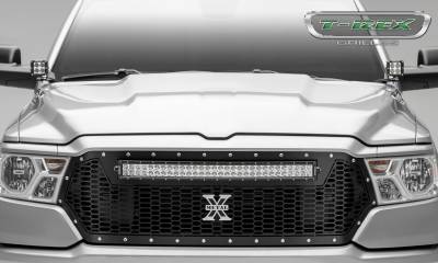T-REX Grilles - 2019--2021 Ram 1500 Laramie, Lone Star, Big Horn, Tradesman Laser Torch Grille, Black, 1 Pc, Replacement, Chrome Studs, Incl. (1) 30" LED - PN #7314651 - Image 2