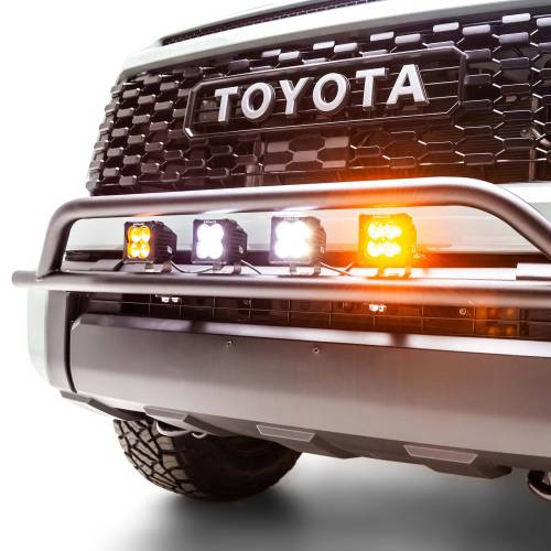 ZROADZ OFF ROAD PRODUCTS - 2014-2021 Toyota Tundra Front Bumper LED Kit with (2) 3 Inch Amber and (2) White ZROADZ LED Pod Lights - Part # Z329661-KITAW - Image 1