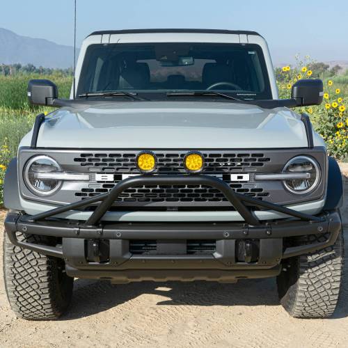 ZROADZ OFF ROAD PRODUCTS - 2021-2024 Ford Bronco Prerunner Baja Bar (Mid-Length Hoop) LED Kit Includes (2) 4 inch Round Amber ZROADZ LED Pod Lights - Part # Z325451-KITA - Image 7