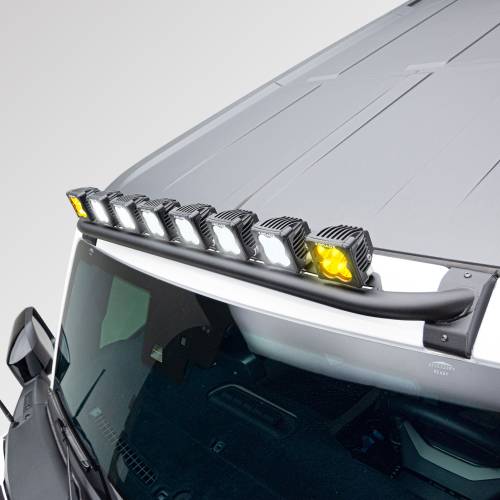 2021-2022 Ford Bronco Front Roof Multiple LED Pods KIT, Tubular Mounting Bar with White and Amber Pods and Wiring Harness - Part # Z935401-KITAW - Image 1