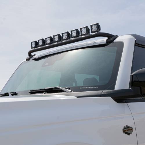 2021-2024 Ford Bronco Front Roof Multiple LED Pods KIT, Tubular Mounting Bar with White and Amber Pods and Wiring Harness - Part # Z935401-KITAW - Image 7
