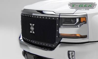 T-REX Grilles - 2016-2018 Silverado 1500 X-Metal Grille, Black, 1 Pc, Replacement, Chrome Studs, Full Opening - PN #6711271 - Image 2
