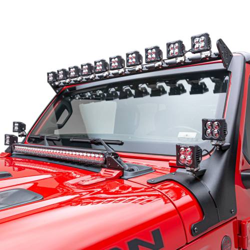 ZROADZ OFF ROAD PRODUCTS - 2019-2022 Jeep Gladiator, JL Multi-LED Roof Cross Bar and 4-Pod A-Pllar Complete KIT, Includes (14) 3-Inch ZROADZ Light Pods - Part # Z934931-KIT4AW - Image 2