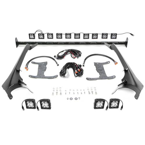 ZROADZ OFF ROAD PRODUCTS - 2019-2022 Jeep Gladiator, JL Multi-LED Roof Cross Bar and 4-Pod A-Pllar Complete KIT, Includes (14) 3-Inch ZROADZ Light Pods - Part # Z934931-KIT4AW - Image 3