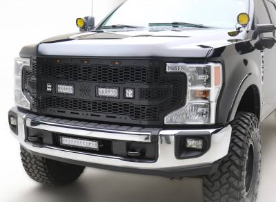 2020-2022 Super Duty Stealth Laser Torch Grille, With Front View Camera, Black, 1 Pc, Replacement, Black Studs - Part # 7315671-BR