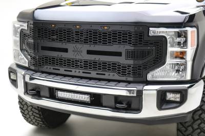 T-REX Grilles - 2020-2022 Super Duty Stealth Laser X Grille, With Front View Camera, Black, 1 Pc, Replacement, Black Studs - Part # 7715671-BR - Image 2